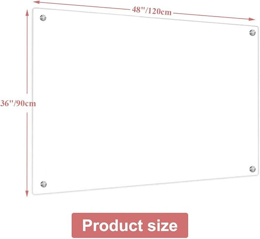Glass Dry Erase White Board for Wall,Glass Whiteboard, 33" x 46" Large Glassboard for Home Kitchen, Office, Frameless, Brilliance (BB-WH-84117)