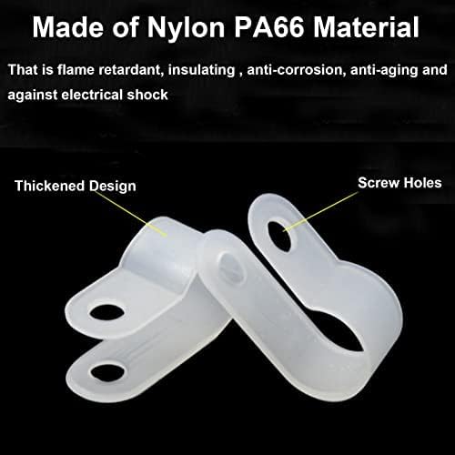100PCS White Nylon R-Type Cable Clamp 5/8 Inch Cable Organizer Assortment Kit for Wire Management