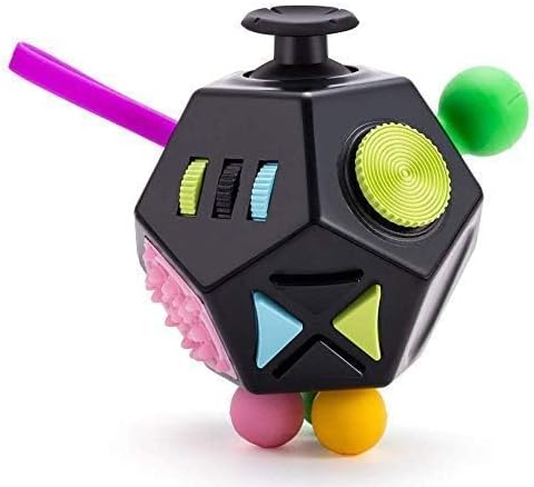 12 Sided Cube Toys,Fidget Toys Cube Relieves Stress and Anxiety for Kids and Adults with ADD,OCD,ADHD,Autism (Black / B2)