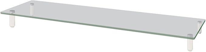 Kantek Extra-Wide Glass Monitor Riser with 8mm Tempered Glass Platform and 60-Pound Capacity, Clear Glass (MS380), 3.3" x 39.4" x 10.2"