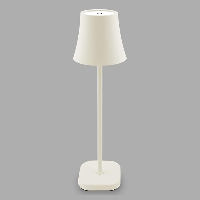 Outdoor Rechargeable Cordless Table Lamp: 5400mAh Dimmable Battery Powered Table Lamp: White Modern Portable Nightstand Touch Lamp: Bedside Table Lamps for Living Room Bedroom Home Office