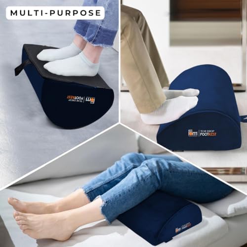 Friends of meditation Foot Rest for Office Chair | Foot Stool for Sofa | Ergonomic Foot Rest Under Table/Desk | Leg Resting Stool | Removable Cover | Blue