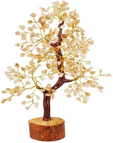 FASHIONZAADI Crystal Tree Gifts for Women, Chakra Healing Citrine Crystals Handmade Tree of Life for Home and Office Desk Decoration, Reiki Healing, Good Luck, Positive Energy, Money, Birthday Gifts