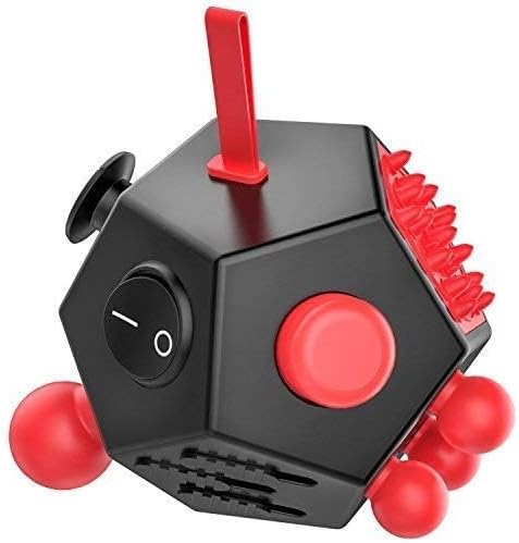 12 Sided Cube Toys,Fidget Dodecagon Toys Relief Stress,Autism Anxiety Depression for Kids and Adults (Red, Normal A4)