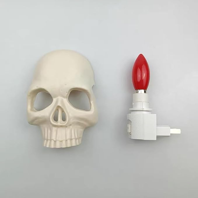 Ulalaza Human Skull Light New Halloween Handcrafted Skull Night Light for Home Room Decor Plug into Wall Decorative