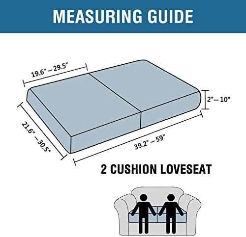 H.VERSAILTEX Super Stretch Individual Seat Cushion Covers Sofa Covers Couch Cushion Covers Slipcover Sets Thick Jacquard Textured Twill Fabric (2 Piece Medium Sofa Cushion Covers, Loden Frost)