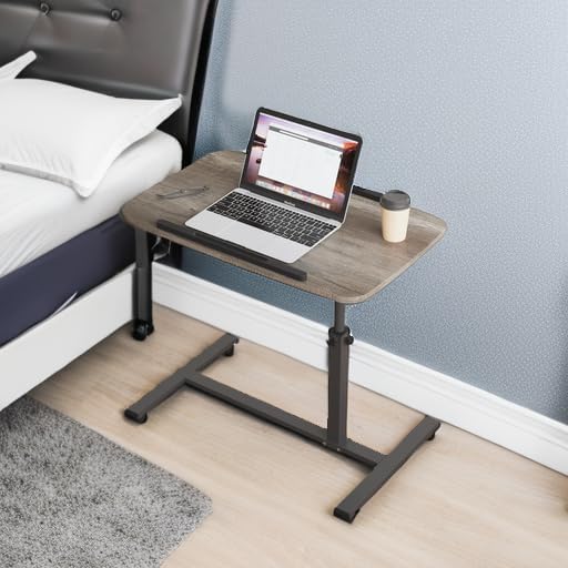 Adjustable Overbed Bedside Table with Wheels Hospital Bed Table Portable Computer Stands Movable Desk Computer Table for Bed Laptop Stand for Couch