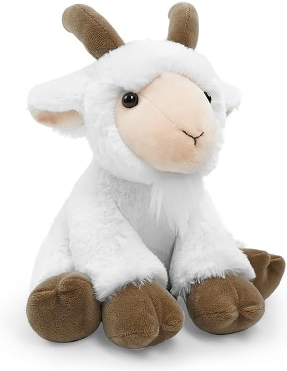 Stuffed Goat Sitting Toys Plush Animal, Realistic Goat Stuffed Animal Plush Toy Filled in Limbs 8.5 Inch Soft Huggable Gifts for Kids with Stuffed Animals Birthday Gift for Girls Boys