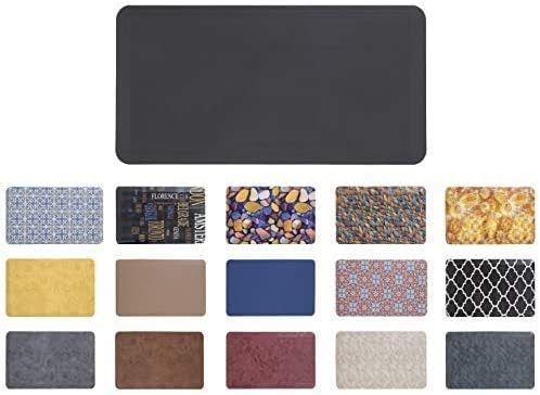 Mabel Home Anti Fatigue Floor Mat- 3 Size(20x32 & 20x39 & 24x70),16 Colors - Standing Desk Mat-Kitchen Floor Mat-Stain ResistantHome Non-Slip Bottom, Extra Soft (Black, 20" x 39")