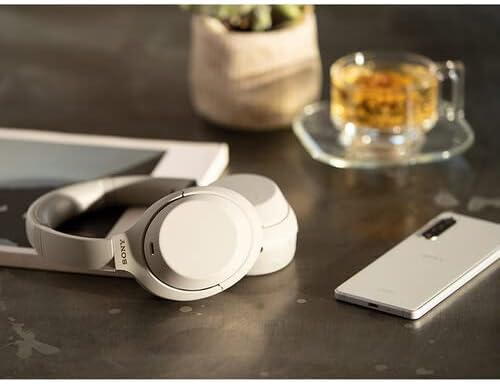 Sony WH-1000XM4 Wireless Noise Canceling Overhead Headphones with Mic for Phone-Call, Voice Control, Silver, with USB Wall Adapter and Microfiber Cleaning Cloth - Bundle