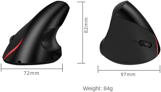 Vertical Mouse Wireless Computer Mice USB Charging Mode Ergonomics PC Laptop Office Protect Wrist Black