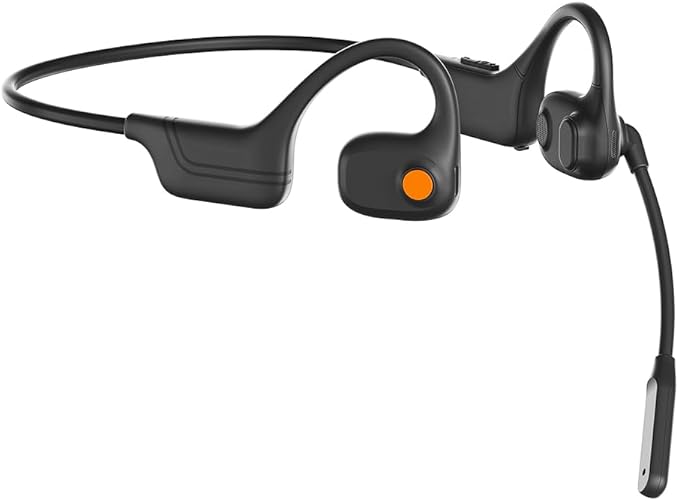 IHAO Open Ear Air Conduction Bluetooth Headphone Dual Mic Rotatable Boom Mic Active Noise Cancellation IPX5 Waterproof Bluetooth 5.4 Pain-Free Design for Sports Work Outdoor Activities-DG09 Black