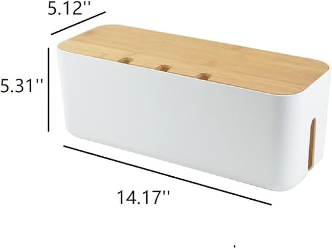 Cable Management Box| Power Stripe Organizer|Cord Organizer Box| Hide and Conceal Power Strips and Electrical Cords from TVs, Computers, and Desks| Keep Pets Safe (White Large)