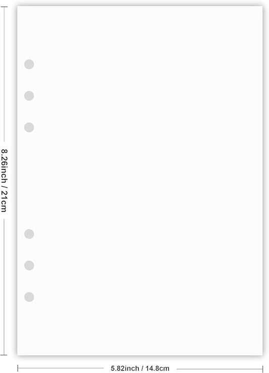 (5-Pack) A5 Blank Paper, Refills for Filofax Planner, Organizer, Binders, 6 Hole Punched, Total 500 Sheets/1000 Pages, 100gsm, White, 5.8 x 8.2 Inch, 6 Hole Filler Paper