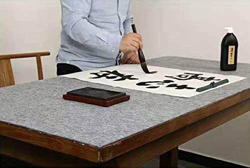 MEGREZ Chinese Calligraphy Drawing Felt Mat, Sumi Xuan Paper Painting Felt Desk Pad for Chinese Calligraphy Writing Japanese Drawing, Black, 19.6 x 27.5 inch (50 x 70cm)
