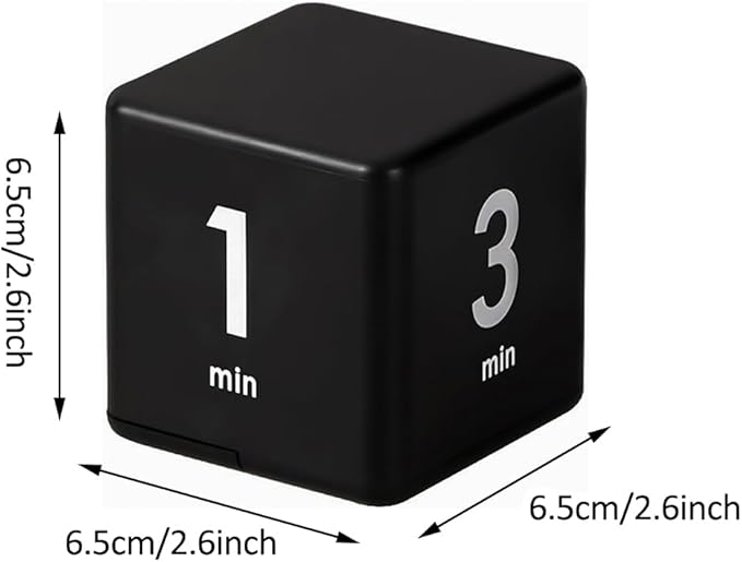 Cube Timer, Gravity Sensor Flip Timer for Study, Work, Game, Task, Kitchen, Kids, ADHD, Productivity, Workout (Black 1-3-5-10)