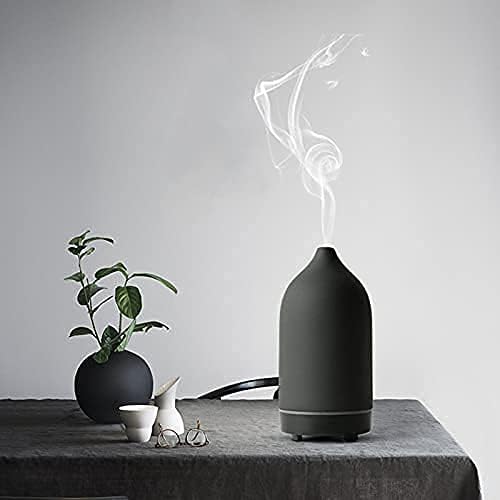 Stone Diffuser, Ceramic Essential Oil Diffuser, Humidifier 160ml Ultrasonic Oil Diffuser for Aramatherapy. (Black)
