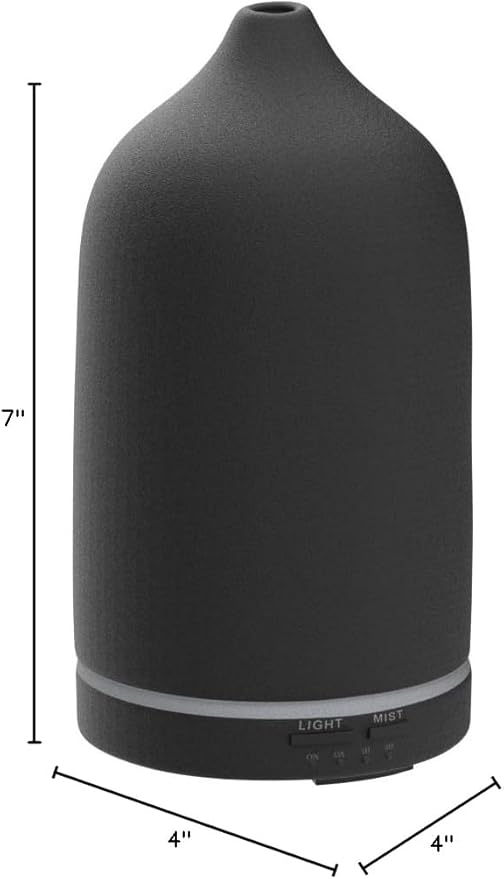 Stone Diffuser, Ceramic Essential Oil Diffuser, Humidifier 160ml Ultrasonic Oil Diffuser for Aramatherapy. (Black)