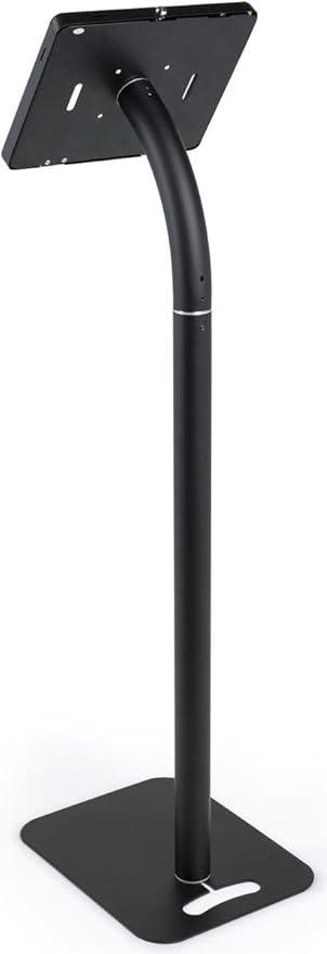 Displays2go Tablet Floor Stand with Locking Enclosure, Adjustable for Countertop Use – Black (IPEVRFLBK2)