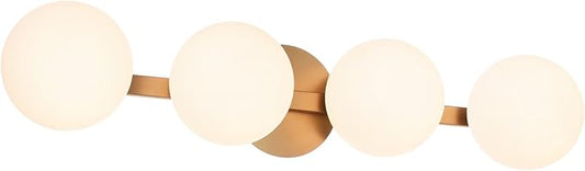 Bathroom Vanity Light Fixtures, Modern 4 Lights Globe Wall Sconce Lighting Aged Brass, Porch Wall Mount Light Fixture for Bathroom, Mirror Cabinets Hallway Stairs (Aged Brass, 4-Light)