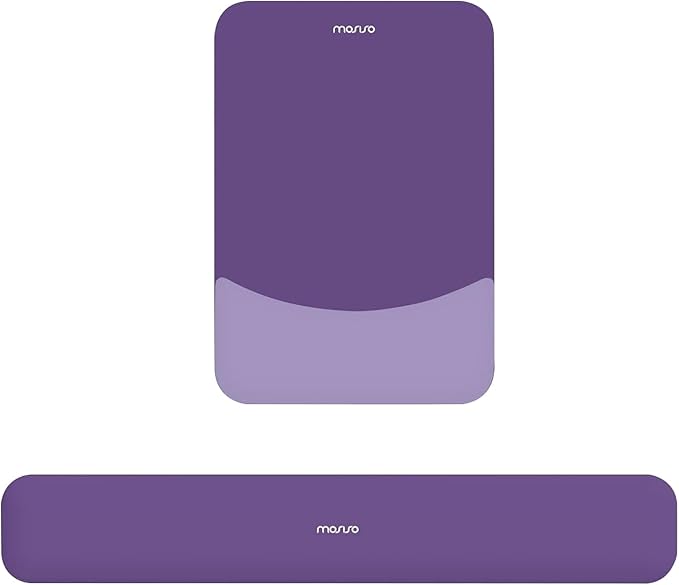 MOSISO Wrist Rest Support for Mouse Pad&Keyboard Set, Rectangular Ergonomic Mousepad Non-Slip Base Home/Office Pain Relief&Easy Typing Pad with Neoprene Cloth&Raised Curved Memory Foam,Imperial Purple