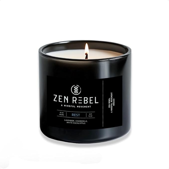 Aromatherapy Candle Rest - Evening Relaxation with Lavender, Chamomile, and White Eucalyptus - Stress Relief Soy Candle, Gift Candles for Men and Women