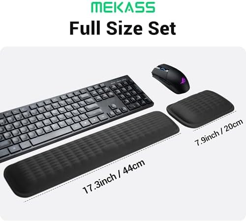 MEKASS Ergonomic Wrist Rest for Keyboard and Mouse, Soft Memory Foam Keyboard Wrist Rest Set with Non-Slip Silicone Base, Easy Typing, Pain Relief, Comfort for Office, Work, Gaming (Purple)