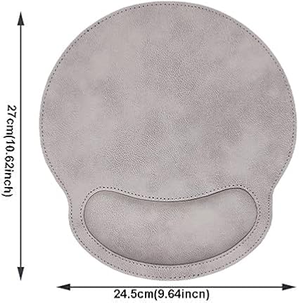 RICHEN Ergonomic PU Leather Mouse Pad with Wrist Support,Comfort Memory Foam,Waterproof Surface，Non- Slip Rubber Base for Computer Laptop & Mac,Lightweight Rest for Home,Office & Travel (Gray White)