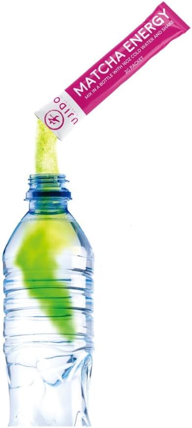 Ujido Matcha Energy Packets, Strawberry Flavor, Sugar-Free, Monkfruit, Non-GMO, Antioxidant, Keto & Vegan, 2g x 15 Count