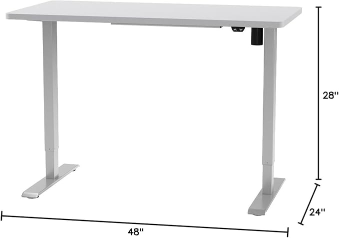 FLEXISPOT EN1 One-Piece Standing Desk, 48 x 24 Inches Electric Height Adjustable Desk for Home Office (White Frame + White Desktop)