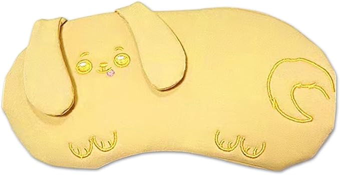 PERFECTSIGHT Eye Mask, Cute Plush Lightweight Adjustable Eyeshade, Faux Fur Cover for Women Men Sleep Travel Nap, Yellow Puppy