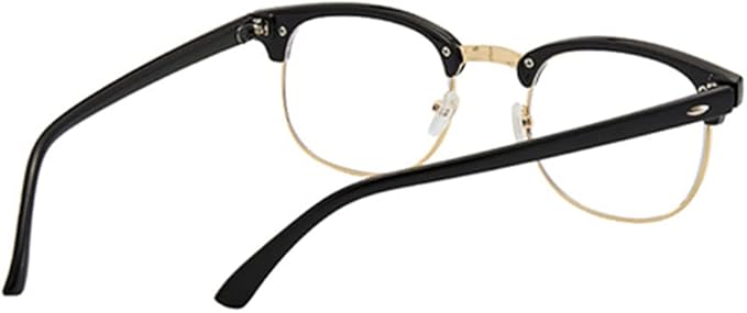 Half frame Retro Semi Rimless Clear Lens Glasses Blue Blocking Eyewear For Men Women 2 Pack