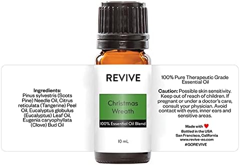 Christmas Wreath Essential Oil Blend 10mL by Revive Essential Oils - 100% Pure Therapeutic Grade, for Diffuser, Humidifier, Massage, Aromatherapy, Skin & Hair Care