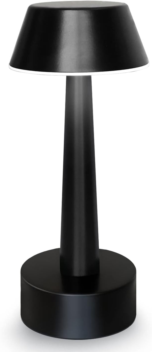 Egobasic Rechargeable Cordless Small Table Lamp Portable Battery Operated Touch 3 Way Dimmable Metal Bedside Night Light Lamps for Bedroom, Dining Room Patio Restaurant Bar Hotel (Black)