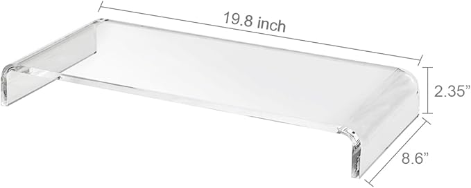 pbf PHOTO BOOTH FRAMES Clear Acrylic Monitor Stand Riser, Computer Screen Desktop Organizer, Ergonomic Display Shelf (Clear)