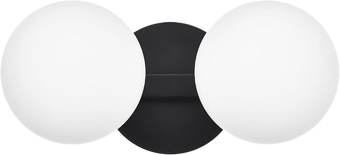 Bathroom Vanity Light Fixtures, Modern 2 Lights Globe Wall Sconce Lighting Matte Black, Porch Wall Mount Light Fixture for Bathroom, Mirror Cabinets Hallway Stairs (Matte Black, 2-Light)