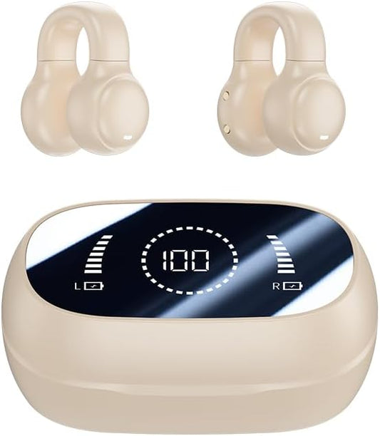 Open Ear Headphones, Wireless Earbuds for Running Gym, Sweat Proof Sport Earbuds with Noise Cancelling Microphone, Long Battery Life, Wireless Charging for iOS Android(Colour)