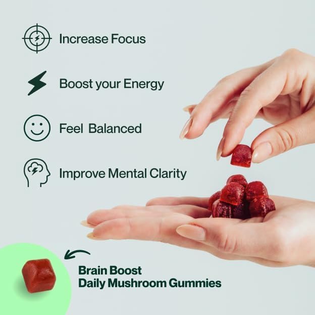 Gwella Focus Gummies with Lion’s Mane, Panax Ginseng, Ginger Root, Cordyceps, SAM-e, and Nootropics, Energy and Focus Supplement, Vegan, Strawberry Tangerine (20 Count - Pack of 3)