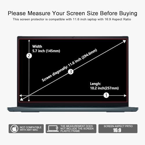 2 Pack 11.6Inch Laptop Anti-Blue Screen Protector for HP/Dell/Asus/Acer/Sony/Samsung/Lenovo/Razer Blade Aspect Ratio 16:9 Anti-Glare Anti-fingerprint with Camera Cover