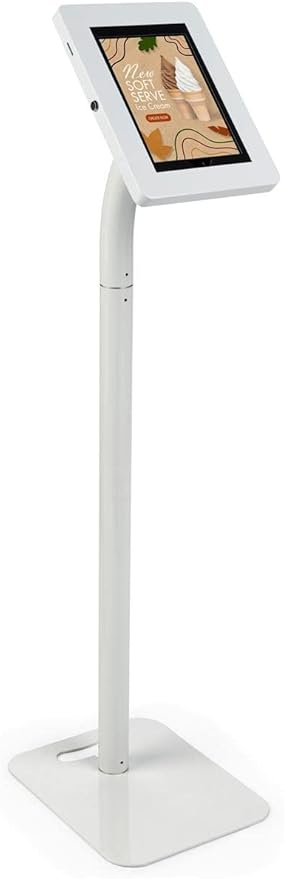 Displays2go Adjustable 10 Inch Tablet Stand for Floor or Countertop Placement – White (IPEVRFLWH2)