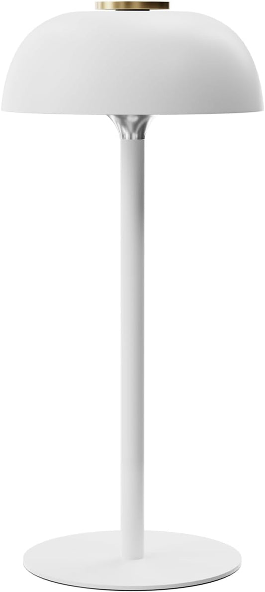 Portable 12-Inch Cordless LED Table Lamp, Rechargeable 3-Color Dimmable Light, Bedside Lamp for Bedroom, Desk, Outdoor, Dining Room, and Camping (White)