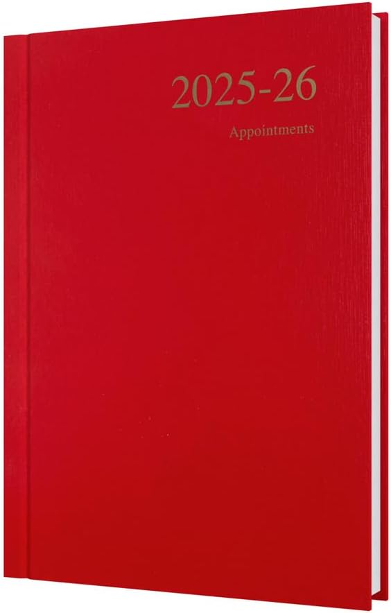 Collins 'Essentials' 12 Month Mid/Academic Year Planner, July 2025-July 2026 - ESSA51M.15-2526 -Day-to-Page Appointments Diary, A5 Hard Cover, Red