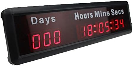 AZOOU 1-inch 9Digits LED Event Timer Countdown/up Clock with Days Hours Mins Secs Max Up to 1000 Days Red Color