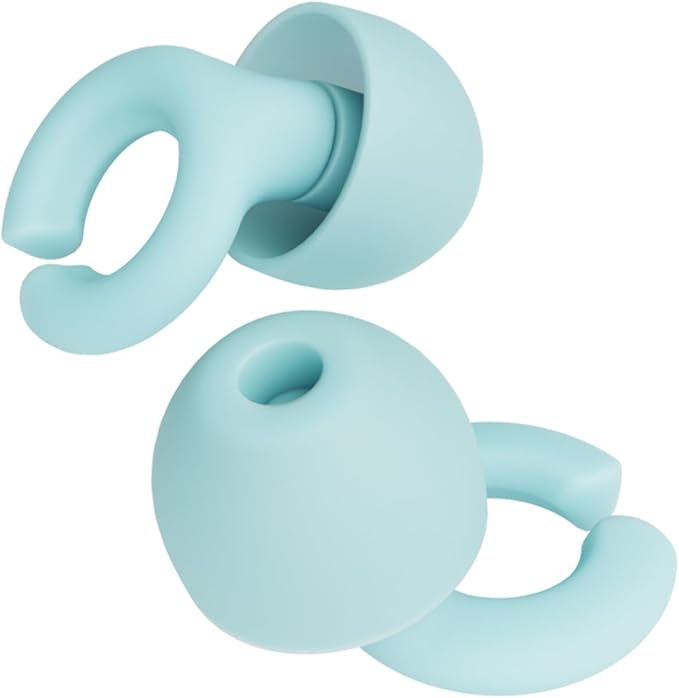 Ear Plugs, Reusable Soft Silicone Plugs with Horseshoe Shape for Comfort, Designed for Sleep and Loud Noises, 17dB (NRR) Noise Reduction Rating, Teal, 1 Pair with Portable Travel Case