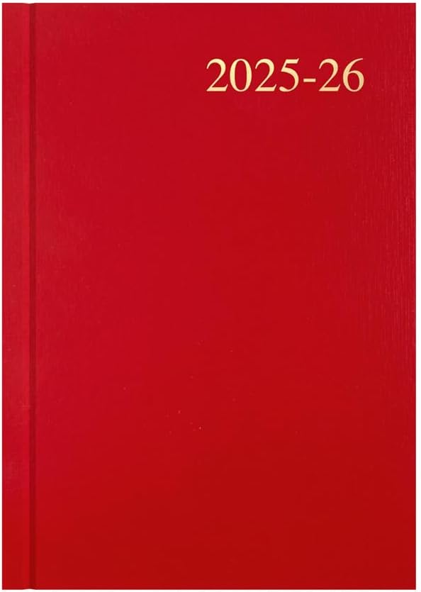 Collins 'Essentials' 12 Month Mid/Academic Year Planner, July 2025-July 2026 Week-to-View Appointments Diary, A5 Hard Cover, Red