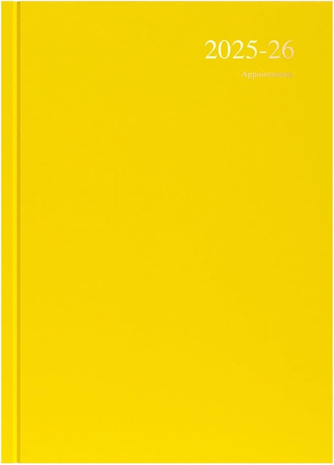 Collins 'Essentials' 12 Month Mid/Academic Year Planner, July 2025-July 2026 - ESSA43M.45-2526 -Week-to-View Appointments Diary, A4 Hard Cover, Yellow