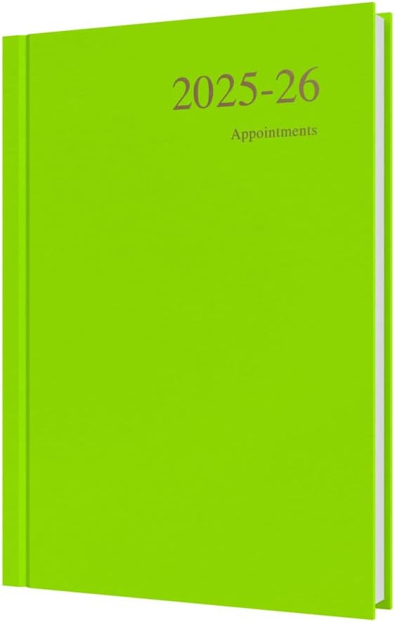 Collins 'Essentials' 12 Month Mid/Academic Year Planner, July 2025-July 2026 - ESSA51M.64-2526 -Day-to-Page Appointments Diary, A5 Hard Cover, Lime