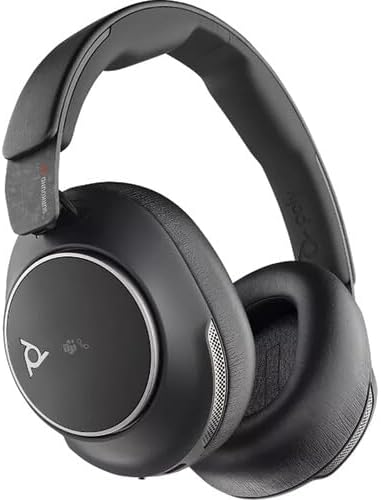 Poly (Plantronics Voyager Surround 80 UC Noise-Canceling Wireless Over-Ear Headset (8G7T9AA) Bundle Including: P-Bank Battery, Goby Labs Headphone Cleaner, Headphone Stand, Fiber Cloth