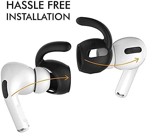 AhaStyle 3 Pairs AirPods Pro Ear Hooks Covers Accessories [Added Storage Pouch] Compatible with Apple AirPods Pro 2019 (Black)