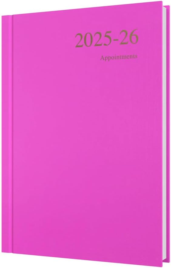 Collins 'Essentials' 12 Month Mid/Academic Year Planner, July 2025-July 2026 Day-to-Page Appointments Diary, A5 Hard Cover, Pink